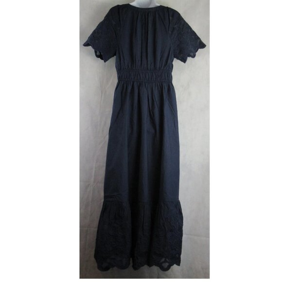On 34th Women's Cotton Embroidered A-Line Maxi Dress, Intrepid Dark Blue, Small - Picture 2 of 8